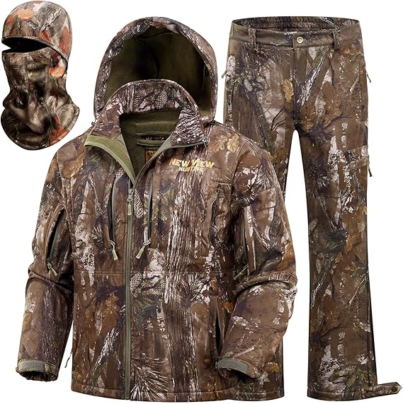 PSE CamoMax Men’s Deer Hunting Suit: Quiet Fleece Lining, Cold-Weather Jacket, Pants & Face Mask
