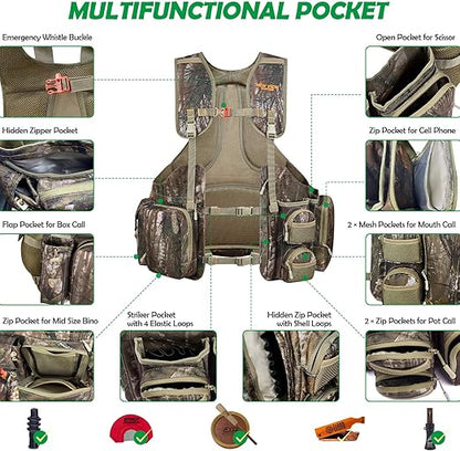 Pro Series Turkey Vest: Adjustable, Comfortable with 20 Pockets & Removable Seat