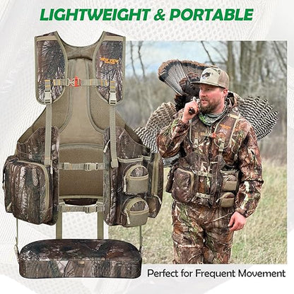 Pro Series Turkey Vest: Adjustable, Comfortable with 20 Pockets & Removable Seat