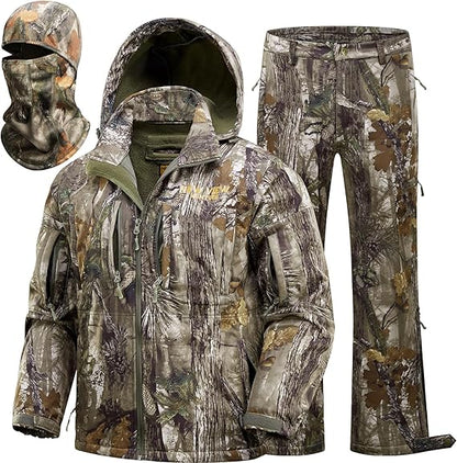 PSE CamoMax Men’s Deer Hunting Suit: Quiet Fleece Lining, Cold-Weather Jacket, Pants & Face Mask