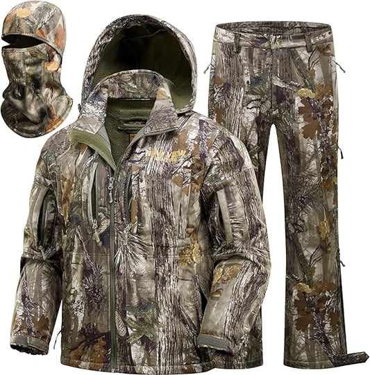 PSE CamoMax Men’s Deer Hunting Suit: Quiet Fleece Lining, Cold-Weather Jacket, Pants & Face Mask
