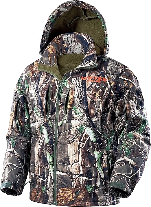 Elite Silent Hunter Jacket: Camo Fleece-Lined Hooded Coat, Water Resistant