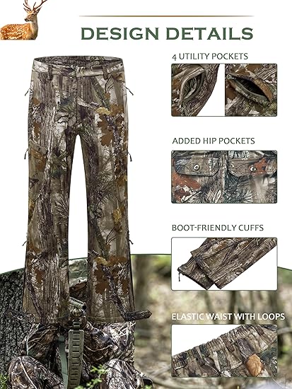 TimberGuard Cold-Weather Pants: Fleece Lined, Water Resistant Camo Hunting Gear
