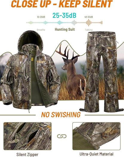 PSE CamoMax Men’s Deer Hunting Suit: Quiet Fleece Lining, Cold-Weather Jacket, Pants & Face Mask