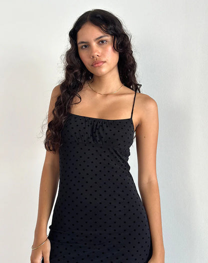 Black Flock Polka “Belle” Maxi