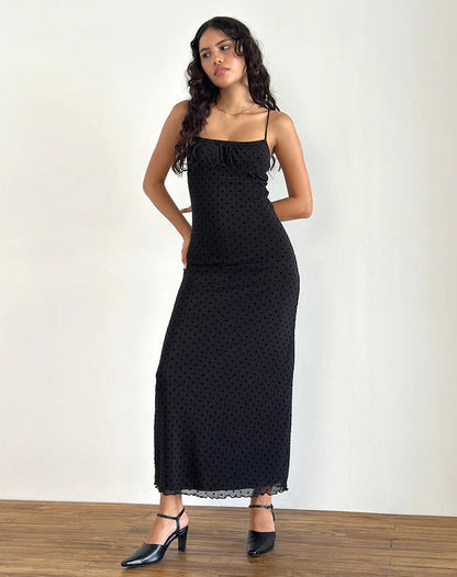 Black Flock Polka “Belle” Maxi