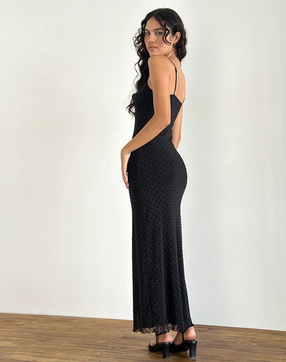 Black Flock Polka “Belle” Maxi